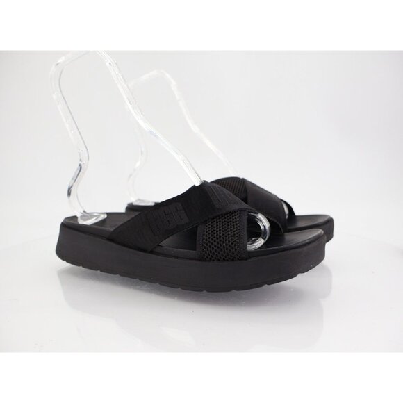 UGG Womens Emily Sandal Size 11 Mesh Cross Platform Strappy Slide Flat Logo - Picture 2 of 13